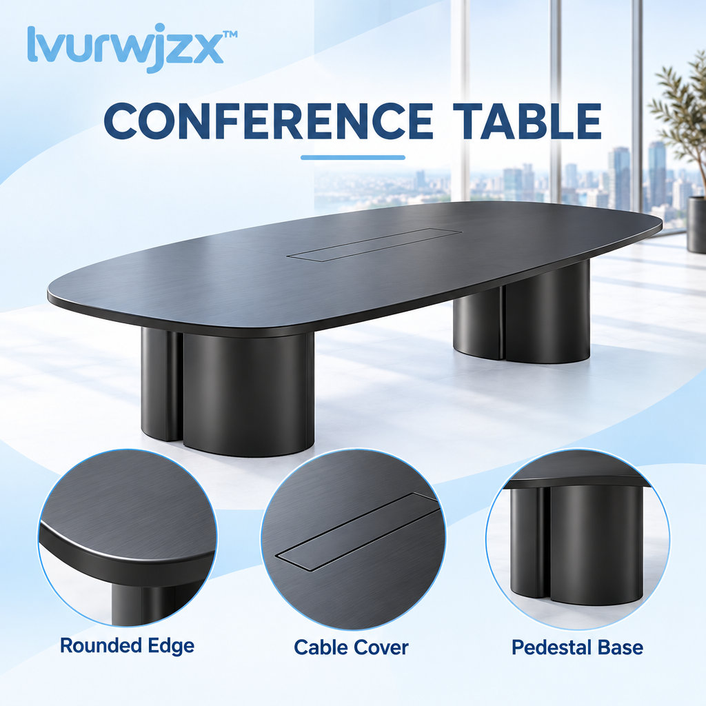 lvurwjzx™ Modern Black Conference Table