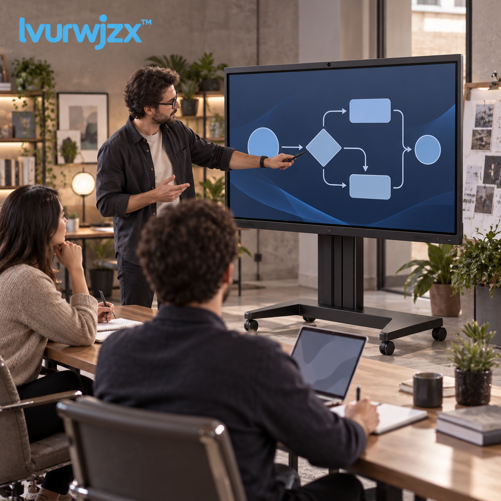 lvurwjzx™ Meeting Display with Floor Stand - In-use scene