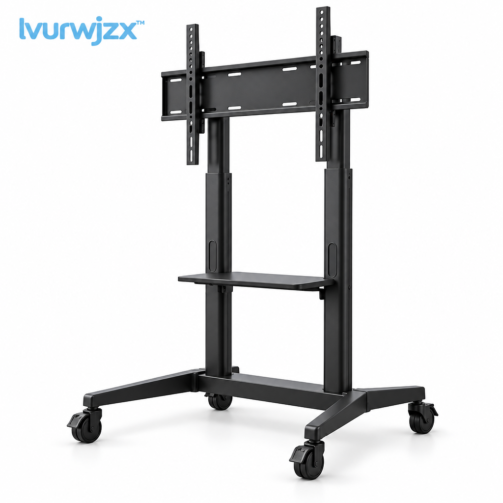 lvurwjzx™ Mobile TV Stand with Equipment Shelf - White background product image