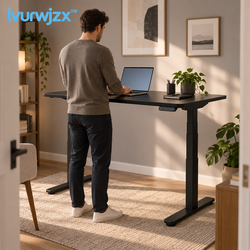 lvurwjzx™ Electric Height-Adjustable Office Desk - In-use scene