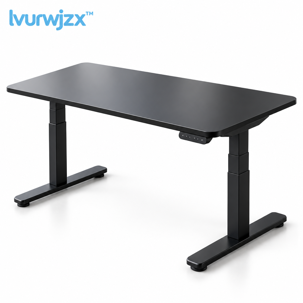 lvurwjzx™ Electric Height-Adjustable Office Desk - White background product image